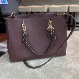 Michael Kors Chocolate Brown Shoulder Bag with Gold Accents